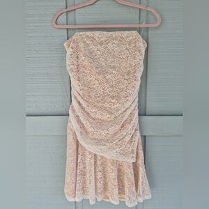 NWT Emerald Sundae Strapless Mini Dress White Lace Over Cream Lining Jrs L Y2K